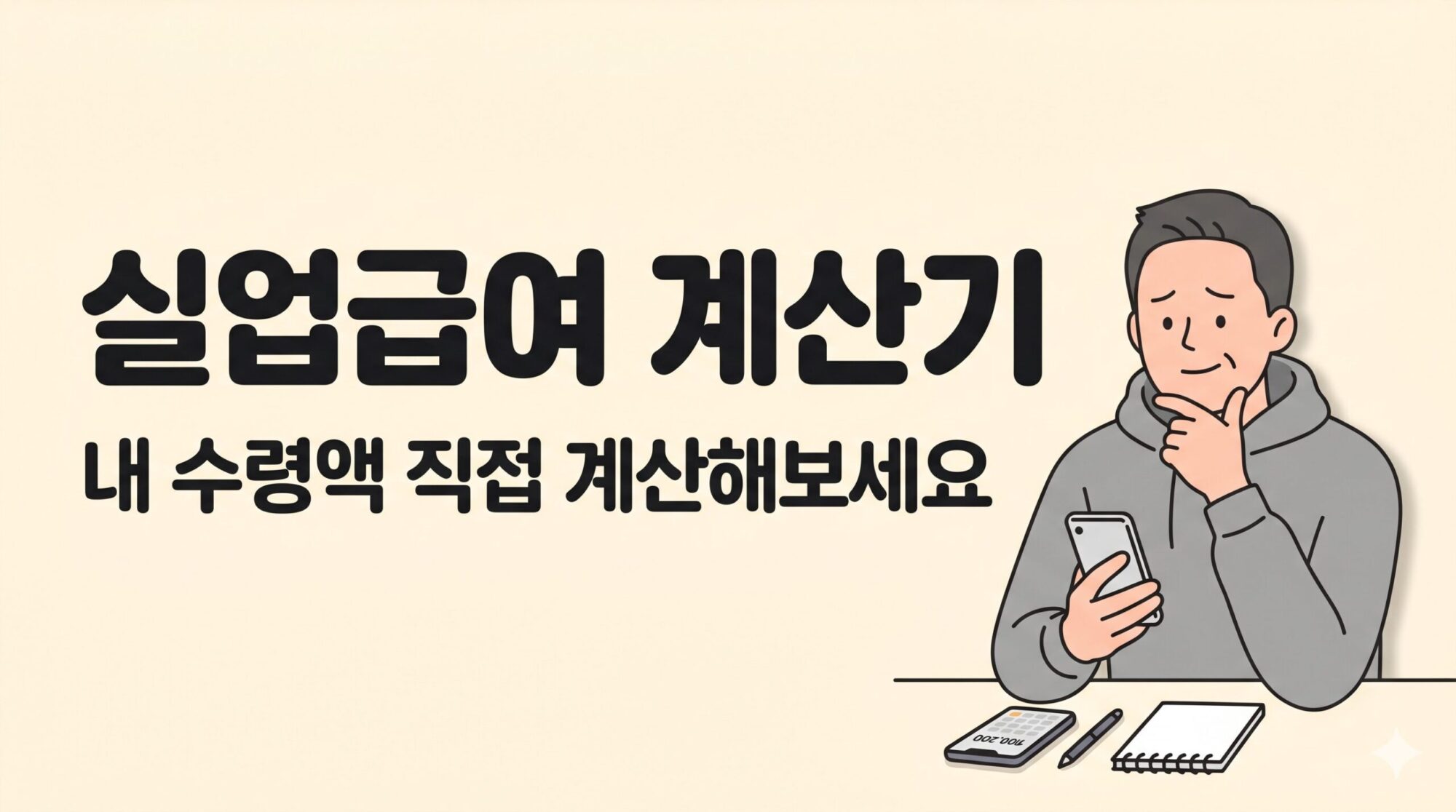 실업급여 계산기로 예상 수령액 확인하는 직장인 이미지