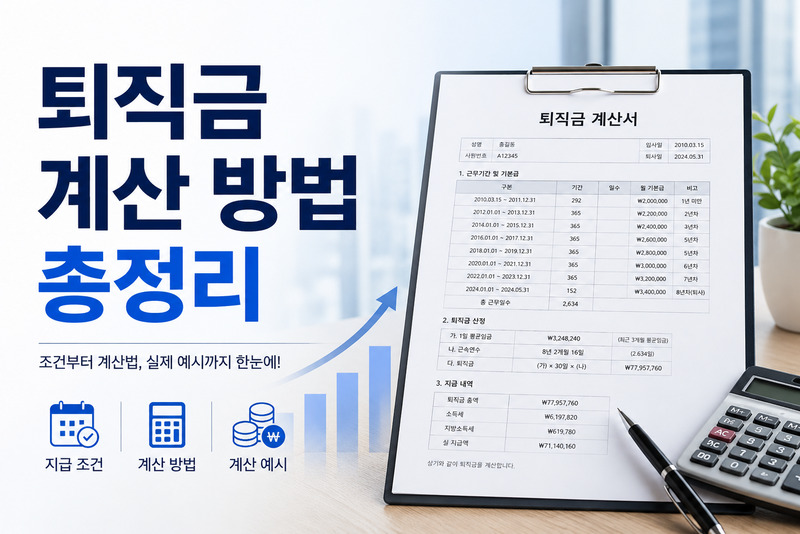퇴직금 계산 방법 총정리 지급조건, 계산방법, 계산 예시