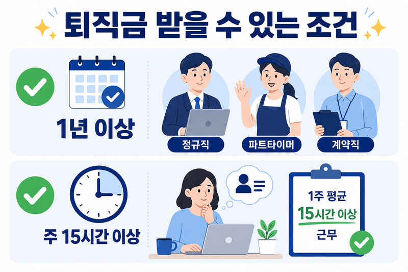 퇴직금 받을 수 있는 조건 1년 이상 주 15시간 이상 정규직 파트타이머 계약직 알바 퇴직금, 계약직 퇴직금, 퇴직금 조건 아르바이트 퇴직금