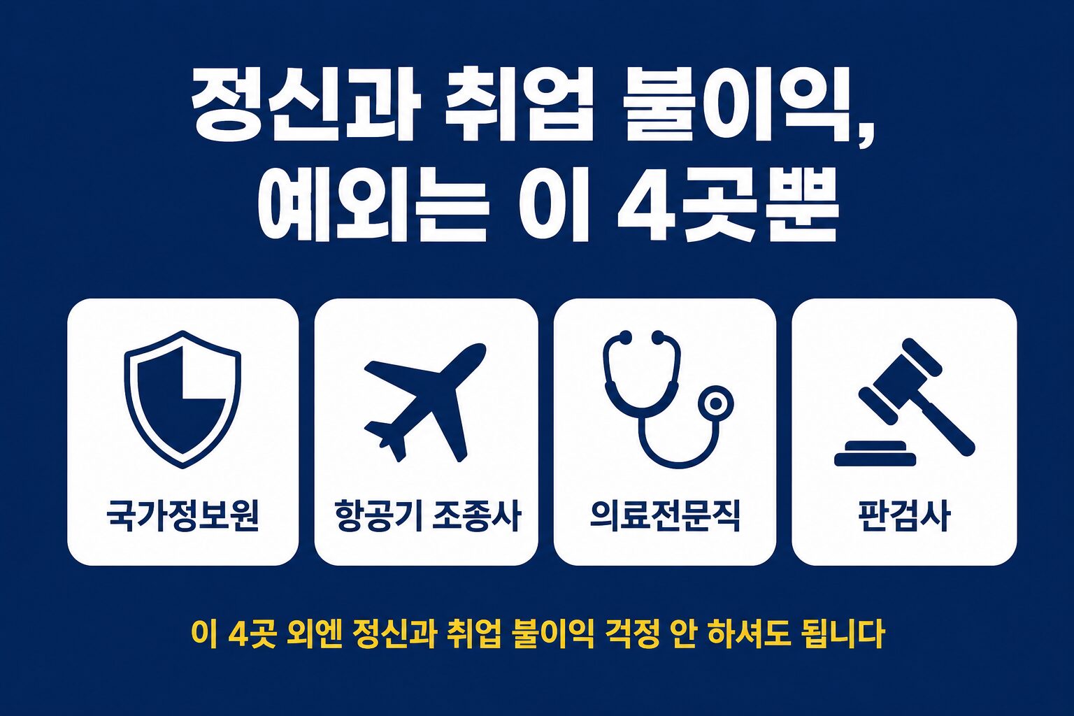 정신과 취업 불이익 예외 직종 국가정보원 조종사 의료전문직 판검사
